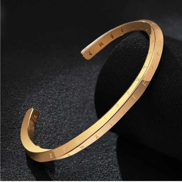 New Gold Nordic Viking Cuff Twist Bracelet - Picture 1 of 10
